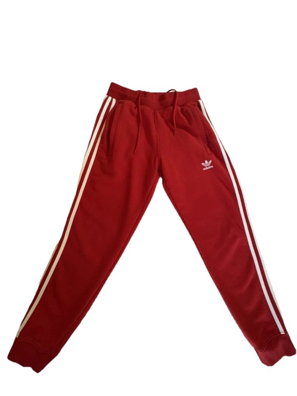Adidas Sweatpants Men's Small Red Fleece Joggers 3-Stripes